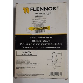 Ремень ГРМ FLENNOR 98116х22мм 4340 V 116 зубцов /FORD.MAZDA/ Германия FLENNOR